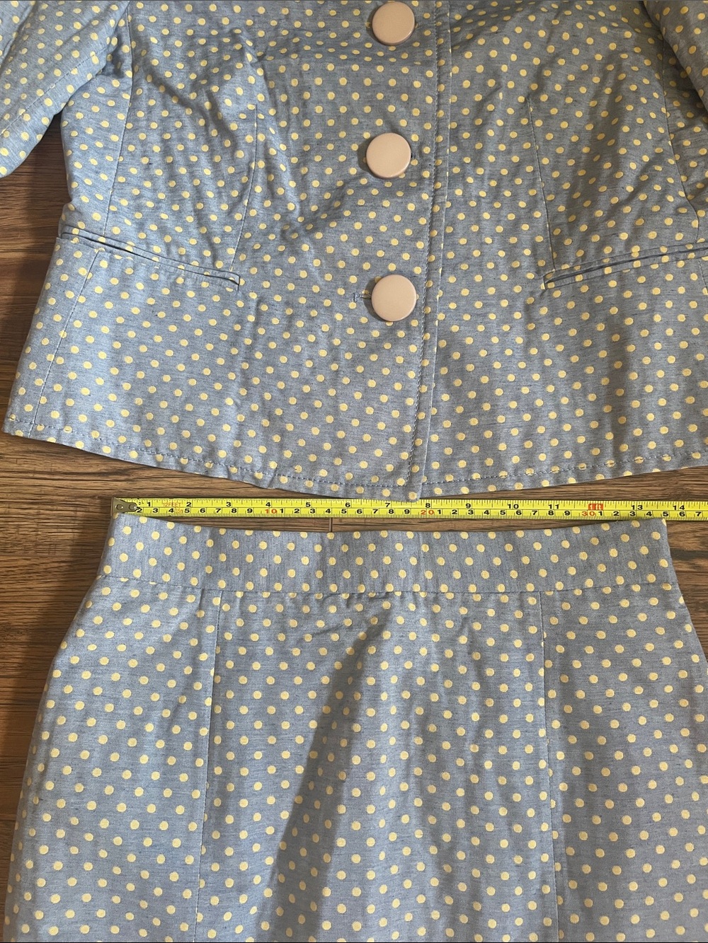 Moschino Cheap & Chic RARE 90s Blue Polka Dot Blazer & Skirt Set - Picture 4 of 12